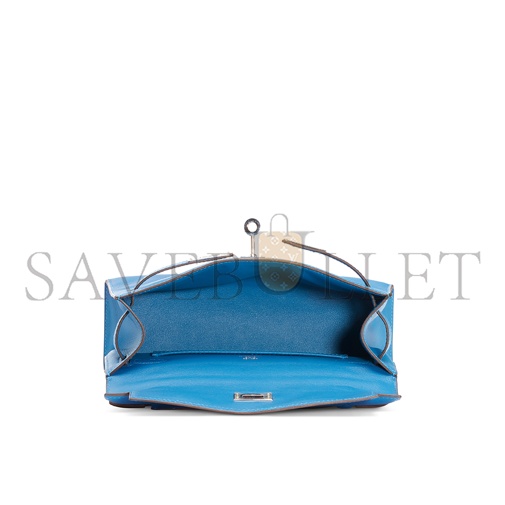 H**mes master a mykonos swift leather kelly pochette with palladium hardware (22*14*7cm)